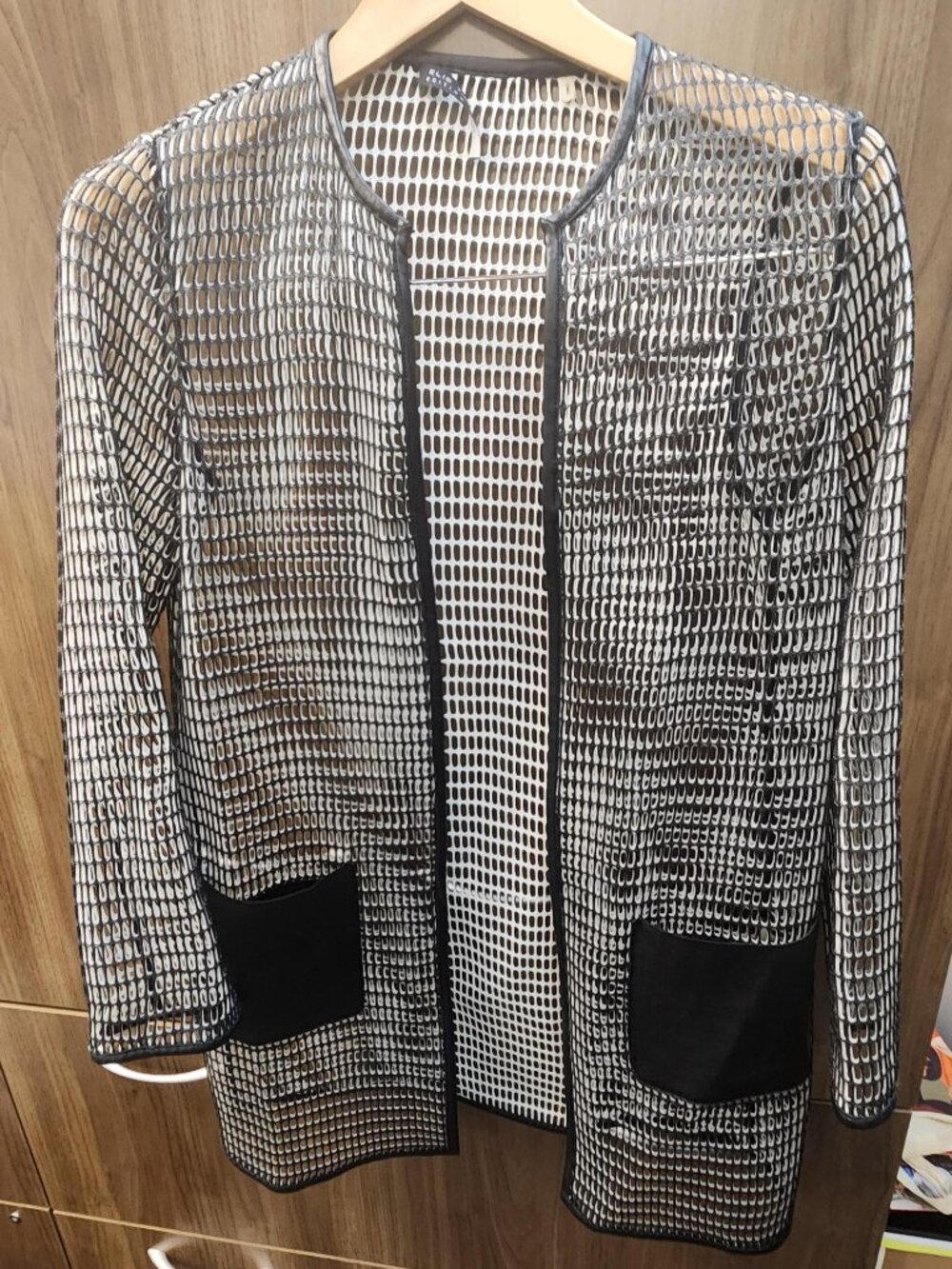 Elie Tahari laser cut mesh jacket